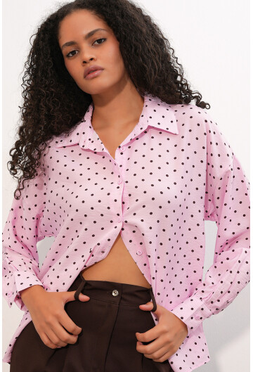 Kadın Oversize Puantiyeli Gömlek 20392