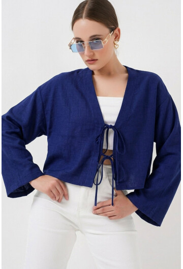 Önü Bağlamalı Keten Kimono 960