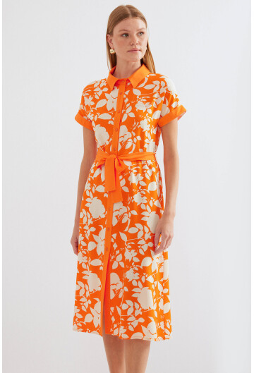 2455 Patterned Shirt Dress