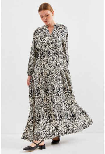 2423 Otantik Desenli Elbise