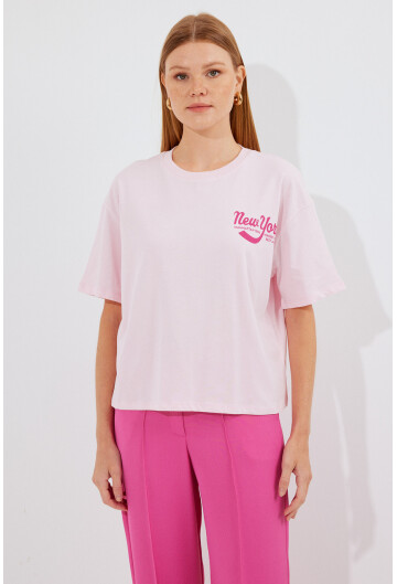 4318 Baskılı Basic Tişört