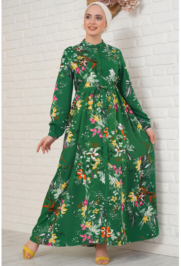 2144 Mandarin Collar Hijab Dress