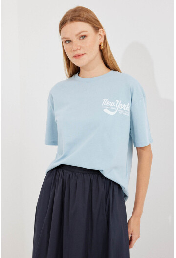 4318 Baskılı Basic Tişört