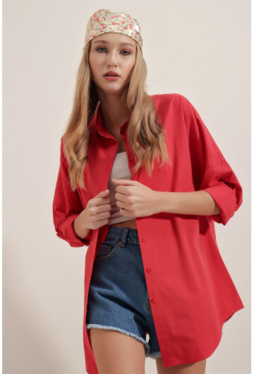 3900 Oversize Uzun Basic Gömlek