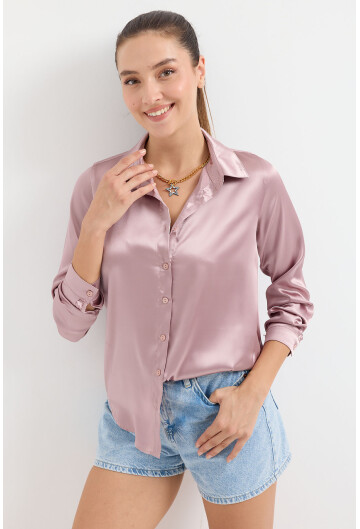 3964 Hafif Dökümlü Saten Gömlek