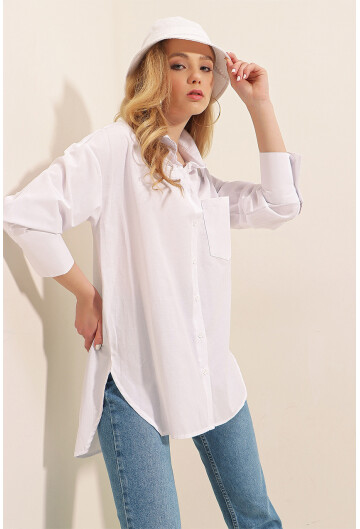3952 Button-Back Boyfriend Shirt