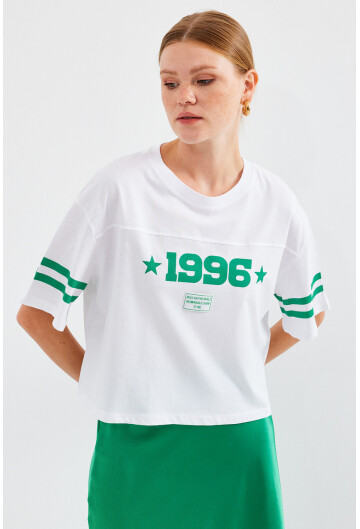 4322 Baskılı Oversize Basic Tişört