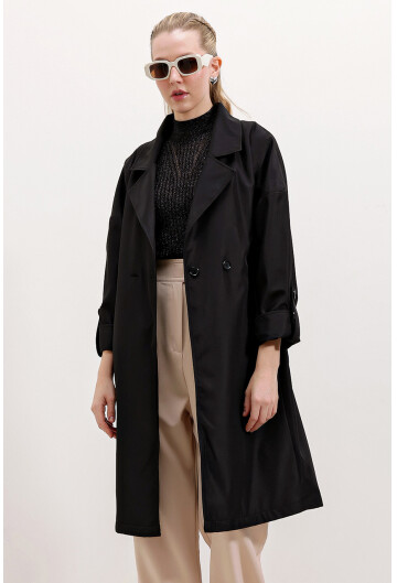 9104 Lined Double-Breasted Trench Coat