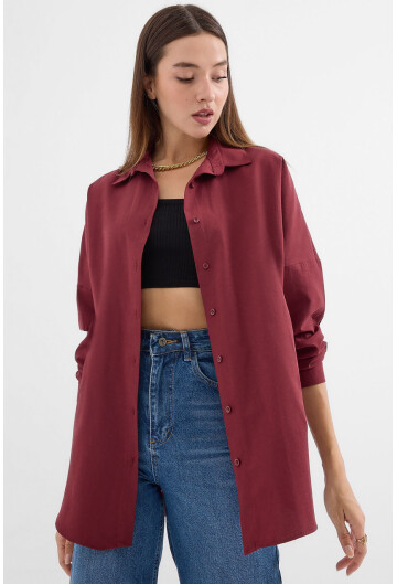 3900 Oversize Uzun Basic Gömlek