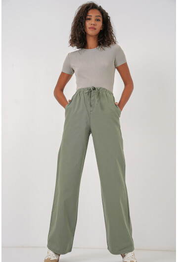 6690 Kadın Bol Paça Yüksek Bel Pantolon