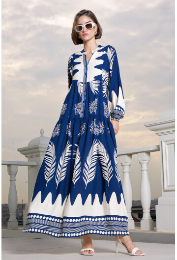 2423 Otantik Desenli Elbise