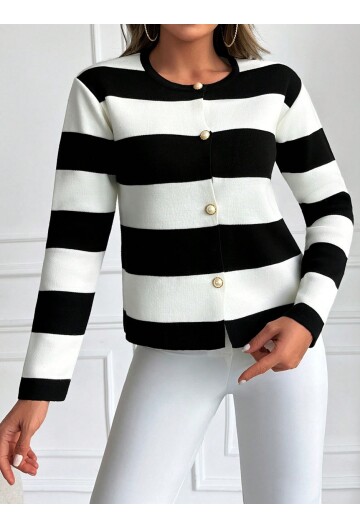 15843 Şeritli Kısa Hırka