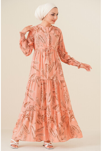 2145 Desenli Tesettür Elbise
