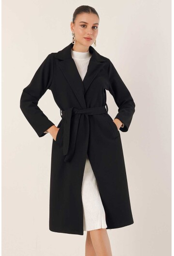 9118 Kruvaze Yaka Kaşe Kaban