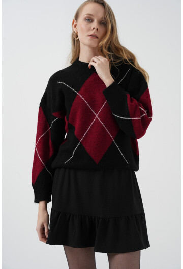 1884 Desenli Viskon  Mini Etek