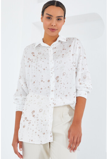 3985 Oversize Saten Gömlek