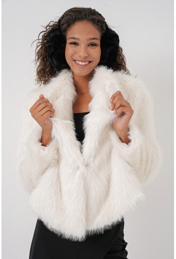 5186 Kruvaze Peluş Kürk Kaban