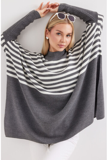 15783 Split Poncho Sweater
