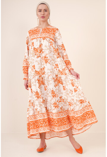 1947 Desenli Uzun Elbise