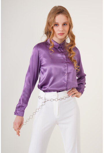 3964 Hafif Dökümlü Saten Gömlek