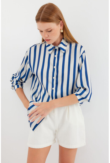 3964 Light Draped Satin Shirt