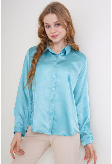 3964 Hafif Dökümlü Saten Gömlek