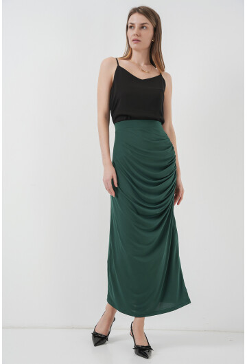 8035 Büzgülü Midi Etek