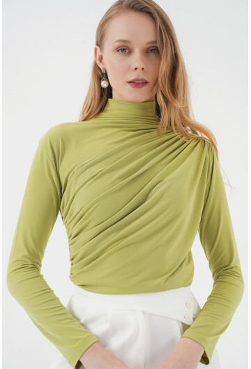 925 Büzgü Detaylı Sandy Bluz