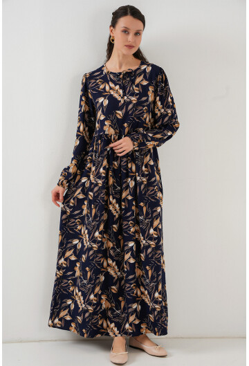 1947 Desenli Uzun Elbise