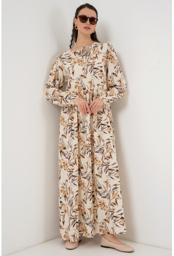 1947 Desenli Uzun Elbise