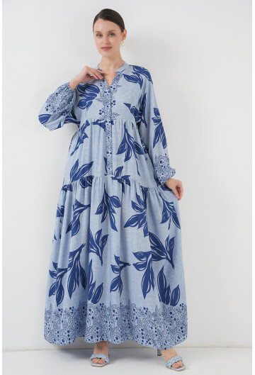 2423 Otantik Desenli Elbise