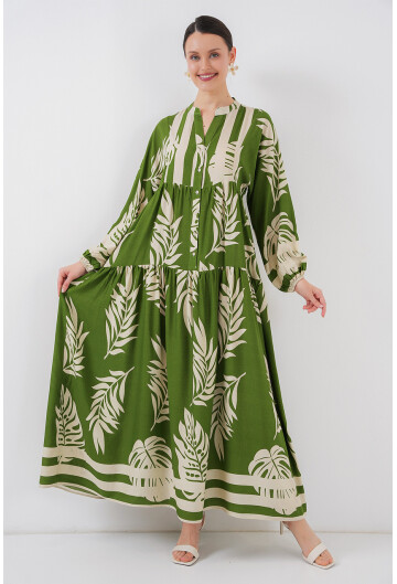 2423 Otantik Desenli Tesettür Elbise