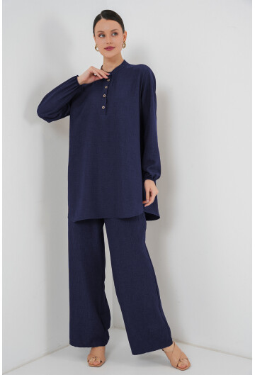 6678 Keten Tunik Pantolon İkili Takım