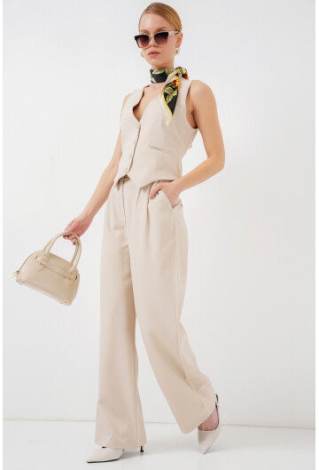 6709 Kadın Yelek Pantolon İkili Takım