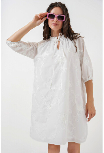 Kadın Desenli Kısa Elbise 2528