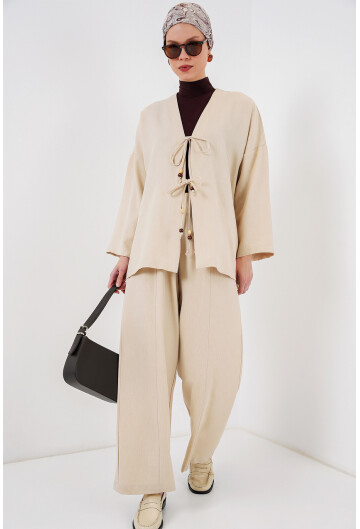 Kadın Keten Kimono İkili Takım 6727