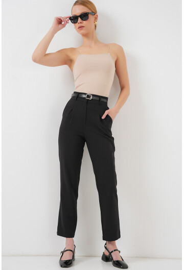 Kadın Pileli Kemerli Kumaş Pantolon 6725