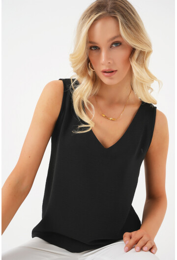 V Yaka Sıfır Kol Bluz 950